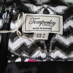 Pre Owned Temperley London Black and Pink Embossed Jacquard Mini Skirt S