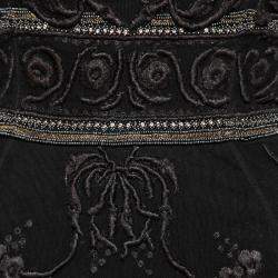 Pre Owned Temperley London Vintage Black Embroidered Beaded Tulle Strapless Dress S