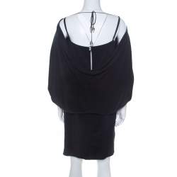 Temperley Navy Blue Silk Cowl Neck Bejeweled Strap Detail Dress L 