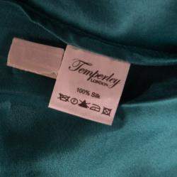 Pre Owned Temperley London Teal Blue Silk Chiffon Strapless Embellished Gown S