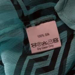 Pre Owned Temperley London Aqua Green Sheer Printed Silk Caesar Maxi Kaftan L