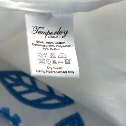 Pre Owned Temperley London White and Blue Embroidered Cotton Scalloped Gilda Dress M