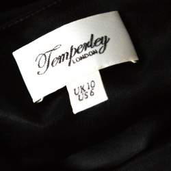 Pre Owned Temperley Black Silk Embellished Detail Gathered Bodice Babydoll Dress M 