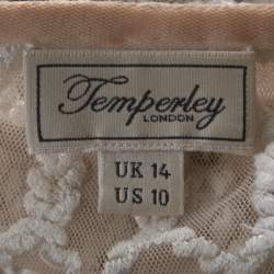 Temperley London Cream Embellished Sand Tulle Crop Top L