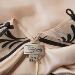 Temperley Pale Pink Chiffon Contrast Embroidery Detail Blouse L