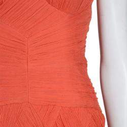 Pre Owned Temperley London Orange Crinkle Chiffon Evening Gown M