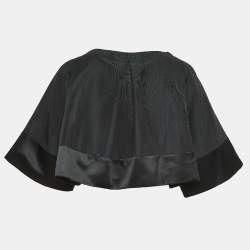 Temperly London Black Silk-Blend Cropped Evening Jacket L