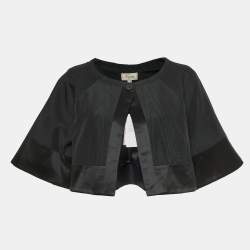 Temperly London Black Silk-Blend Cropped Evening Jacket L