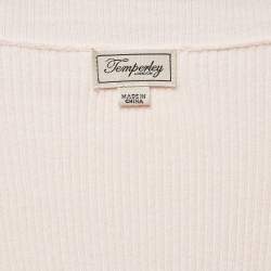 Pre Owned سترة تمبرلي لندن وردي مضلع نسيج يدوية رقبة مستديرة متوسطة الحجم