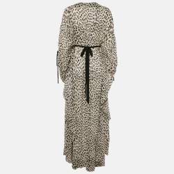 Temperley London Cream Animal Print Crepe Kaftan Dress M