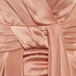 مملوكة مسبقًا Temperley London Rustic Pink Silk Draped V-Neck Sleeveless Gown S