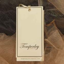 Pre Owned Temperley London Black Maze Embroidered Tulle Halter Neck Dress XL