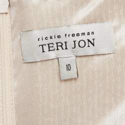 Pre Owned TERI JON by Rickie Freeman Metallic Sequin Knit V-Neck Maxi Dress M