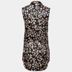 Thakoon Addition Black and Blush Silk Abstract Print Shirt Top Playsuit XS 