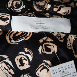 Thakoon Addition Black and Blush Silk Abstract Print Shirt Top Playsuit XS 