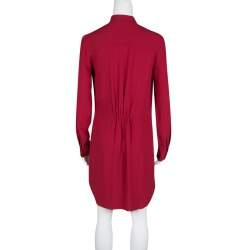 Thakoon Red Crepe Draped Long Sleeve Dress S