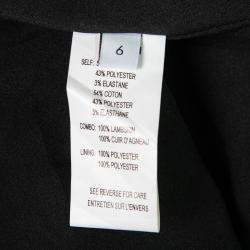 Thakoon Addition Black Leather Yoke and Jacquard Floral Pattern Skirt M 