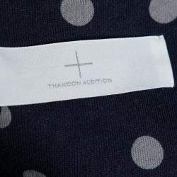 Thakoon Addition Navy Blue and White Polka Dot Cotton Sleeveless Flared Dress XS