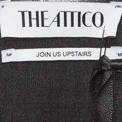 Pre Owned The Attico Metallic Silver Lamé Fan Detail Long Dress S