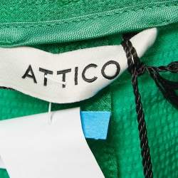 Pre Owned The Attico Green Satin Martellato Wide-Leg Pants M