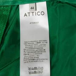 Pre Owned The Attico Green Satin Martellato Wide-Leg Pants M