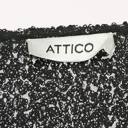 The Attico Black Sequin Button Front Asymmetric Cocktail Dress M