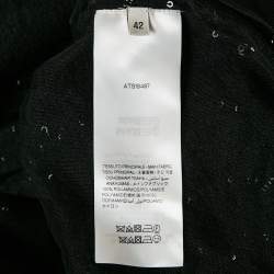 The Attico Black Sequin Button Front Asymmetric Cocktail Dress M