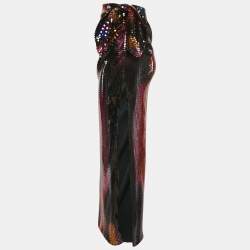 The Attico Multicolor Sequin Jersey Bow Detail Wrap Maxi Skirt XS