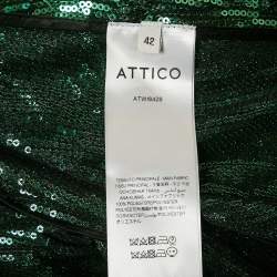 The Attico Green Sequin Ruffled Mini Wrap Dress M