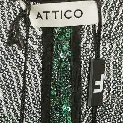 The Attico Green Sequin Ruffled Mini Wrap Dress M