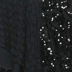 The Attico Black Sequin and Lace Thelma Crop Top M