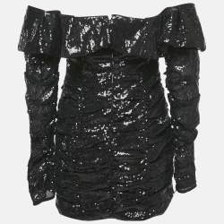 Pre Owned The Attico Black Sequin Ruffled Mini Dress S