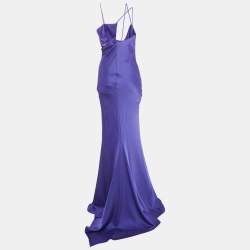 Pre Owned The Attico Vivid Violet Satin Melva Long Dress M