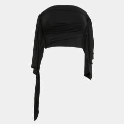 مملوكة مسبقًا The Attico Black Jersey Draped Strapless Crop Top XS