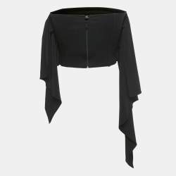 Pre Owned The Attico Black Jersey Draped Strapless Crop Top XS