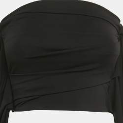Pre Owned The Attico Black Jersey Draped Strapless Crop Top XS