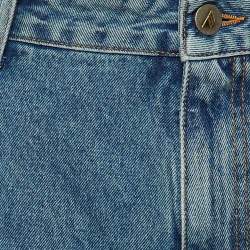 Pre Owned The Attico Light Blue Denim Fern Wide-Leg Cargo Jeans XL Waist 34"