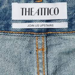 Pre Owned The Attico Light Blue Denim Fern Wide-Leg Cargo Jeans XL Waist 34"