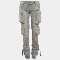 Pre Owned The Attico Grey Denim Essie Cargo Jeans M/Waist 30"