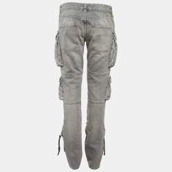 Pre Owned The Attico Grey Denim Essie Cargo Jeans M/Waist 30"
