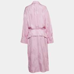 Pre Owned The Attico Pink Satin Slit Detail Charla Midi Dress L