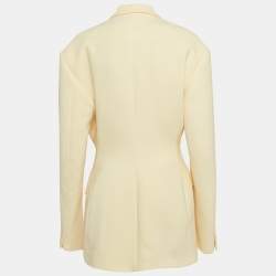 The Attico Pastel Yellow Stretch Knit Double Breasted April Blazer M