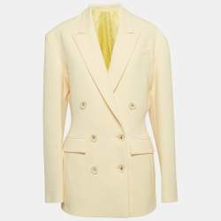 The Attico Pastel Yellow Stretch Knit Double Breasted April Blazer M