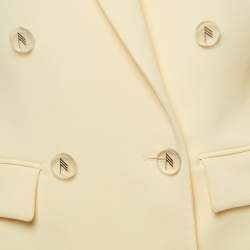 Pre Owned The Attico Pastel Yellow Stretch Knit Double Breasted April Blazer M