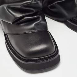 Pre Owned The Attico Black Leather Robin Combat Boots Size 39