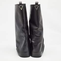 Pre Owned The Attico Black Leather Robin Combat Boots Size 39