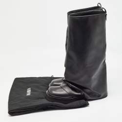 Pre Owned The Attico Black Leather Robin Combat Boots Size 39