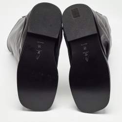 Pre Owned The Attico Black Leather Robin Combat Boots Size 39