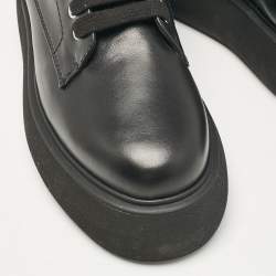 Pre Owned The Attico Black Leather Zip Up Knee Length Boots Size 39