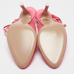 Pre Owned The Attico Pink Satin Carrie Ankle Wrap Pumps Size 40.5